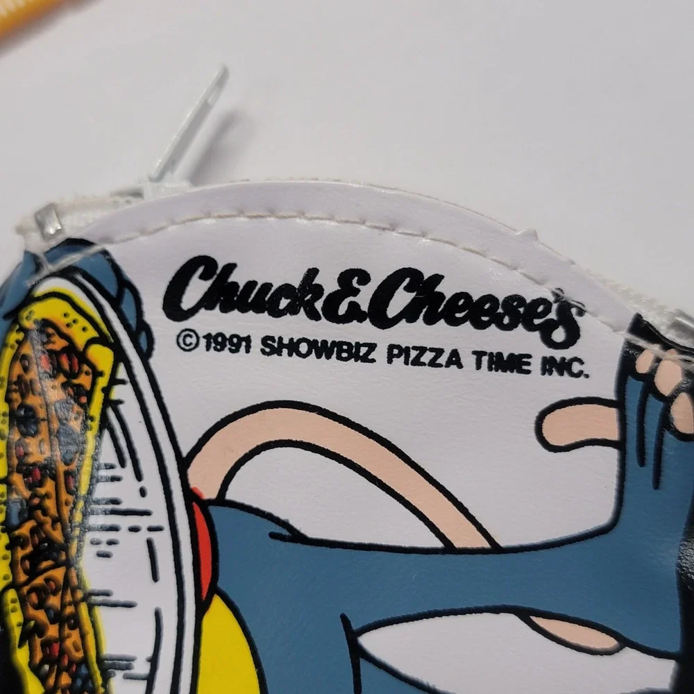 Chuck E Cheese Coin Purse Excellent 1991 Vintage Showbiz Pizza Pouch Zipper